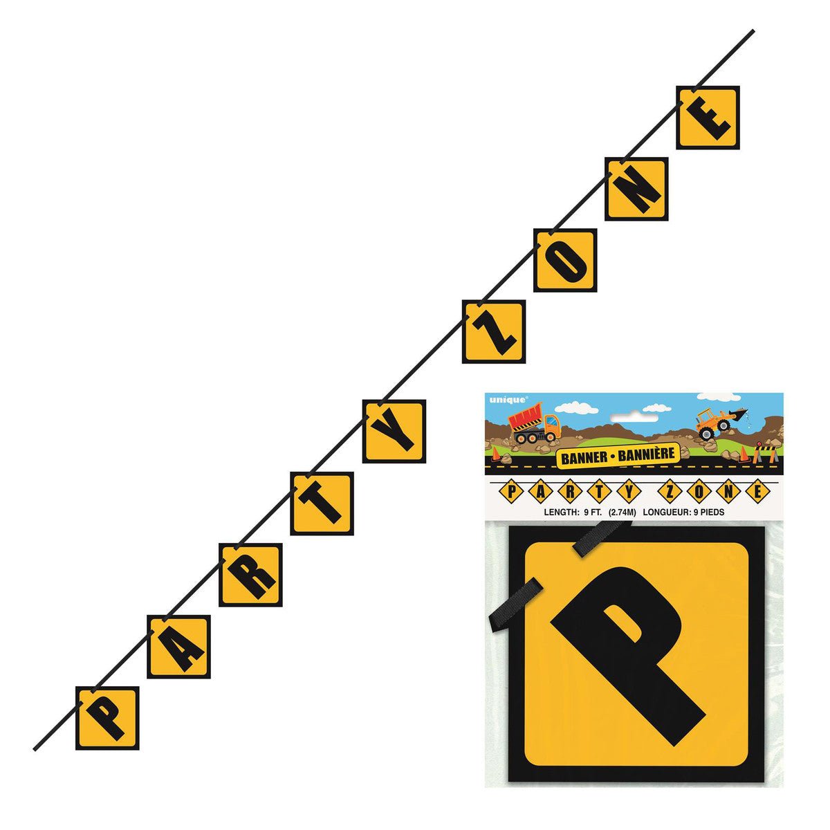 Construction Party "Party Zone" Block Banner Block Banner - 2.74m - The Party Marketplace