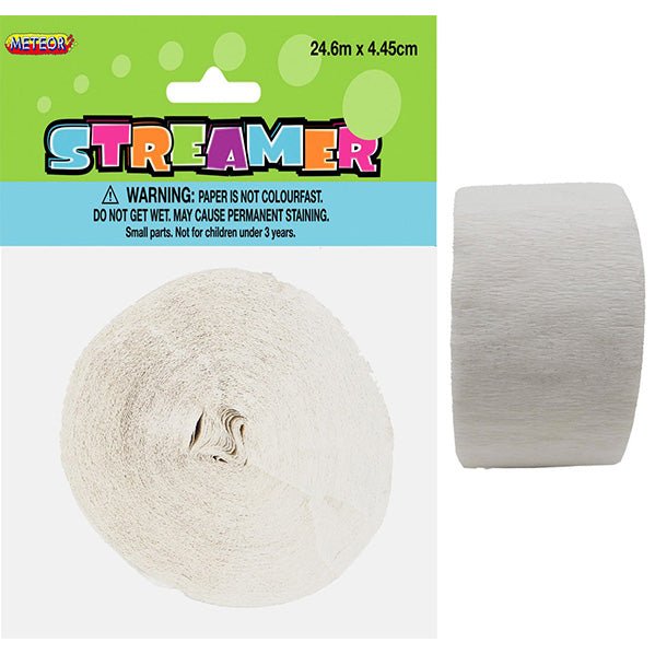 Crepe Streamer - Bright white - The Party Marketplace