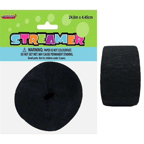 Crepe Streamer - Midnight Black - The Party Marketplace