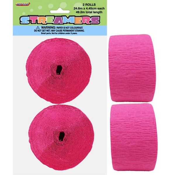 Crepe Streamers - Hot Pink (Pack of 2) - The Party Marketplace