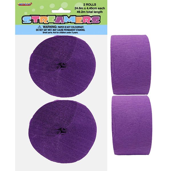 Crepe Streamers - Pretty Purple (Pack of 2) - The Party Marketplace