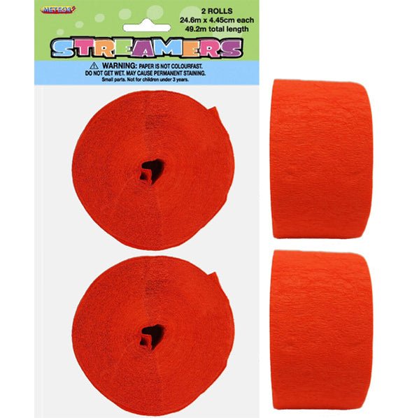 Crepe Streamers - Pumpkin Orange (Pack of 2) - The Party Marketplace