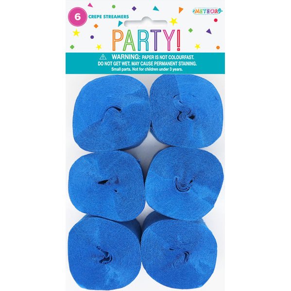Crepe Streamers - Royal Blue (Pack of 6) - The Party Marketplace