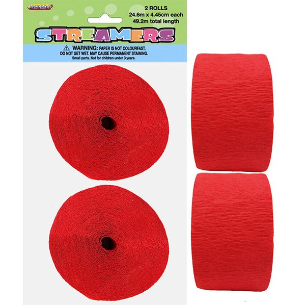 Crepe Streamers - Ruby Red (Pack of 2) - The Party Marketplace