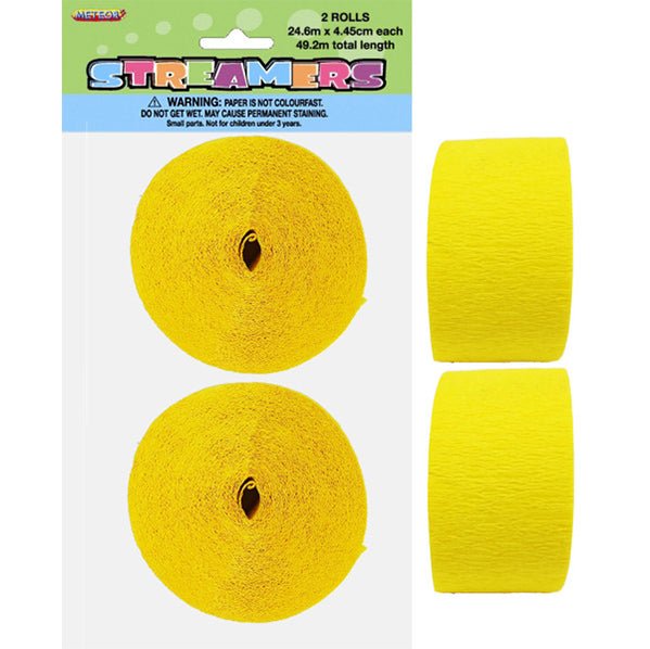 Crepe Streamers - Soft Yellow (Pack of 2) - The Party Marketplace