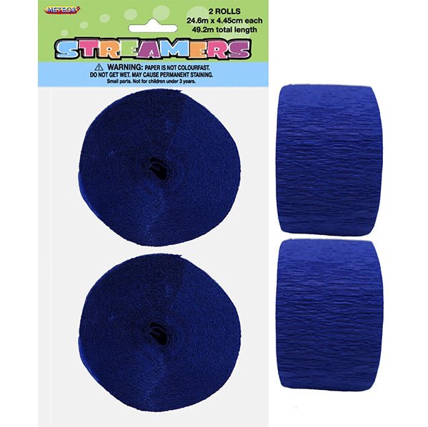 Crepe Streamers - True Navy Blue (Pack of 2) - The Party Marketplace