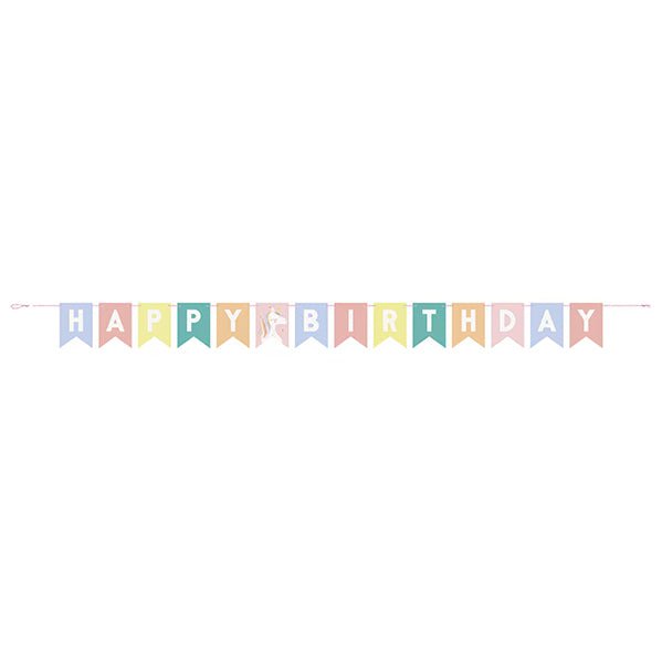 Dainty Unicorn "Happy Birthday" Pennant Banner - 2.13m - The Party Marketplace