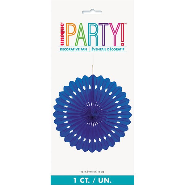 Decorative Fan - Royal Blue 40cm - The Party Marketplace