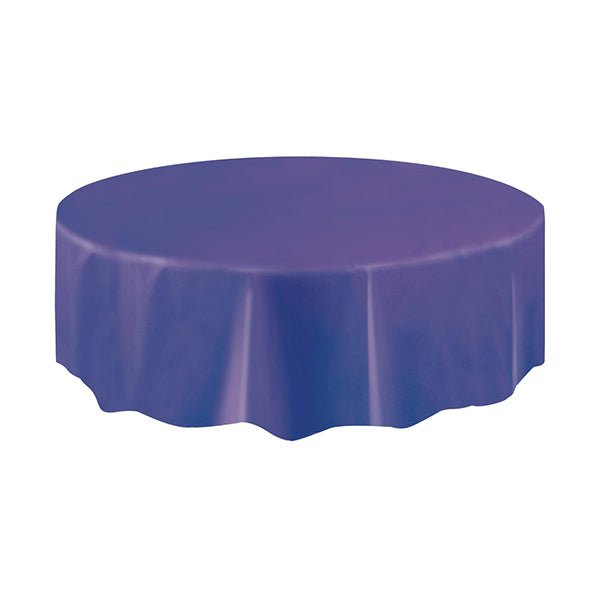 Deep Purple Round Plastic Tablecover 213cm - The Party Marketplace