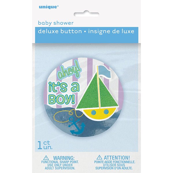 Deluxe Badge - "It's A Boy" Sailboat - The Party Marketplace