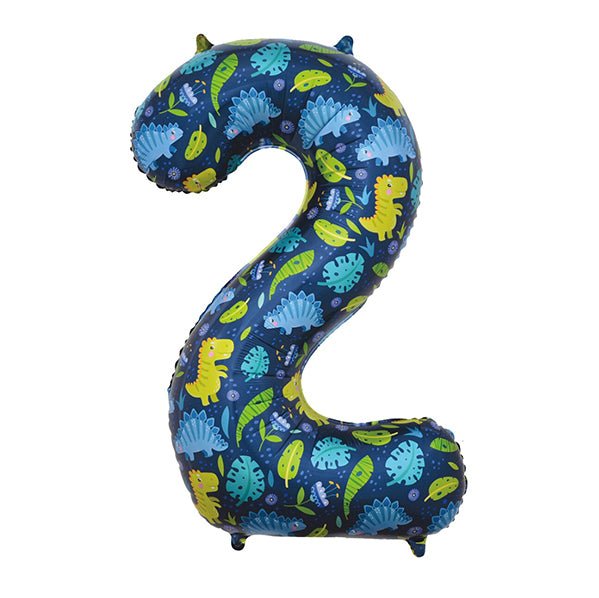 Dino "2" Numeral Foil Balloon (86cm) - The Party Marketplace