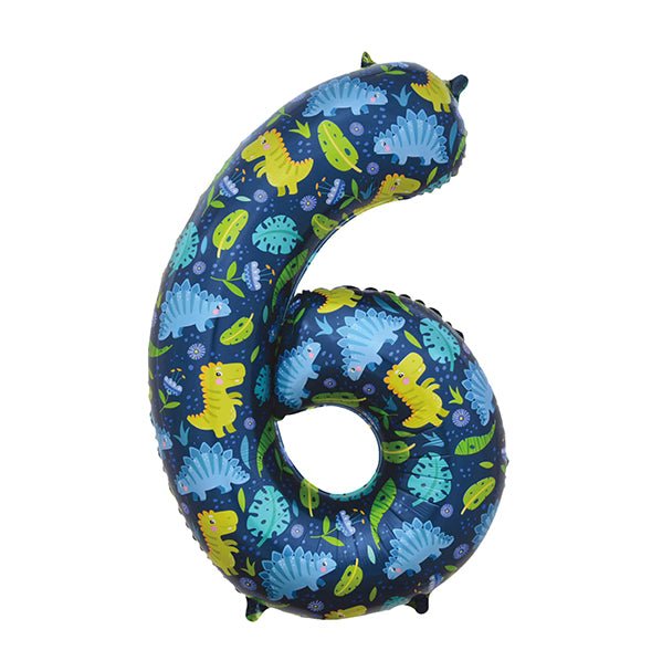 Dino "6" Numeral Foil Balloon (86cm) - The Party Marketplace