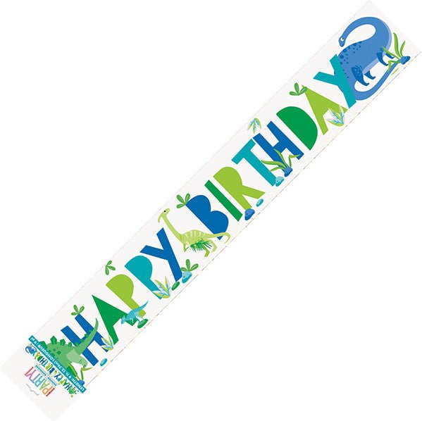 Dinosaur "Happy Birthday" Foil Banner - 2.74m - The Party Marketplace