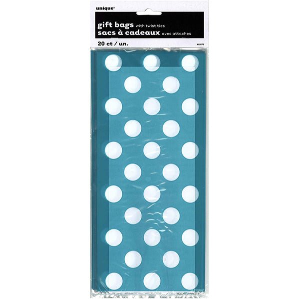 Dots Caribbean Teal Cello Bags (Pack of 20) - The Party Marketplace