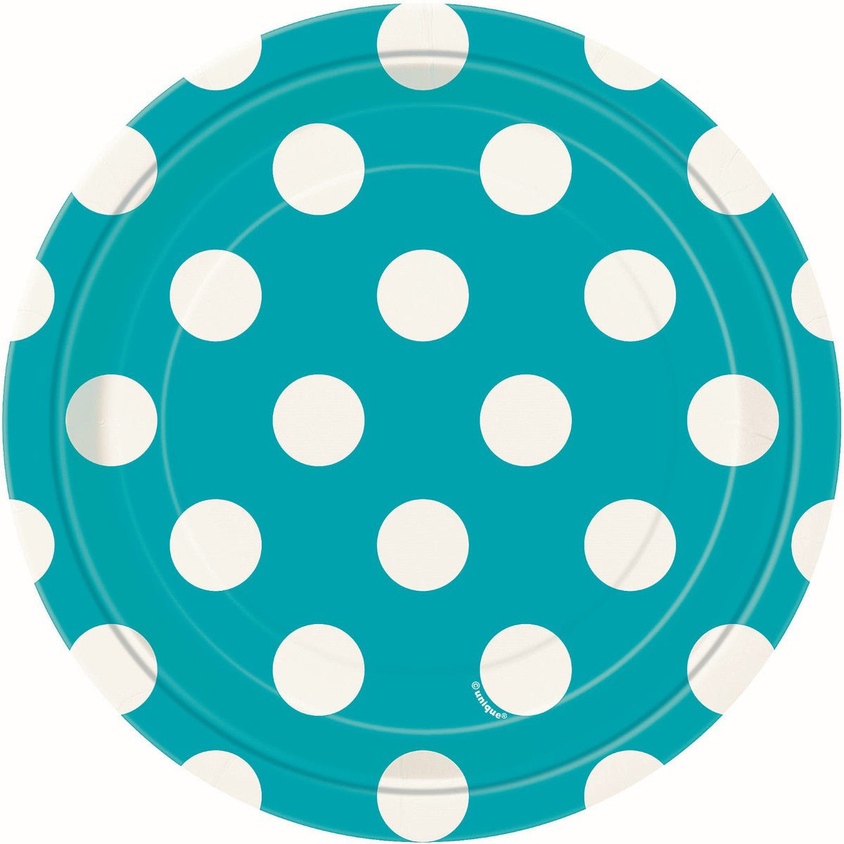 Dots Caribbean Teal Paper Plates 18cm (Pack of 8) - The Party Marketplace