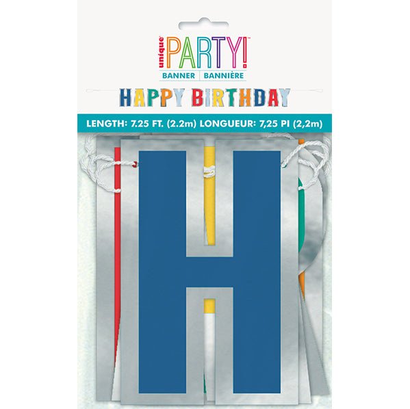 Dots "Happy Birthday" Foil Stamped Banner - 2.2m - The Party Marketplace