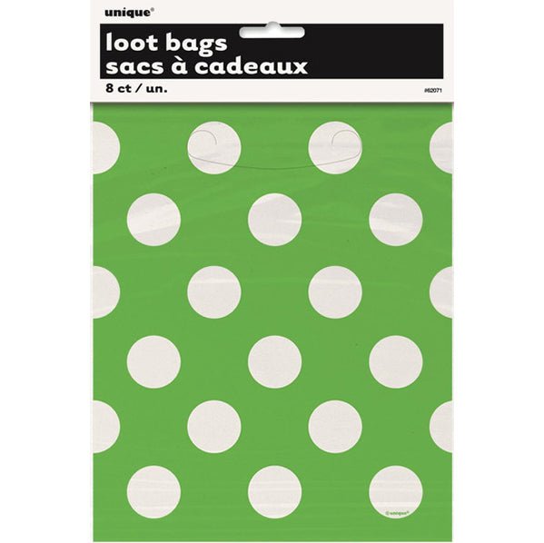 Dots Lime Green Loot Bags (Pack of 8) - The Party Marketplace