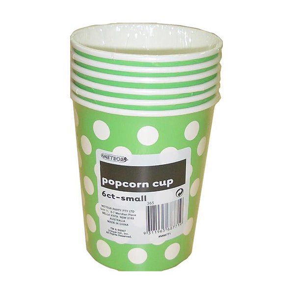 Dots Lime Green Paper Popcorn Cups - Small (Pack of 6) - The Party Marketplace