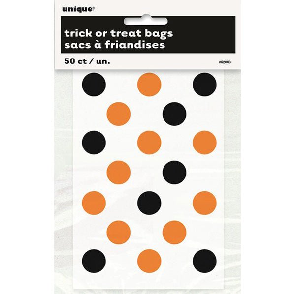 Dots Orange & Black Trick - Or - Treat Bags (Pack of 50) - The Party Marketplace