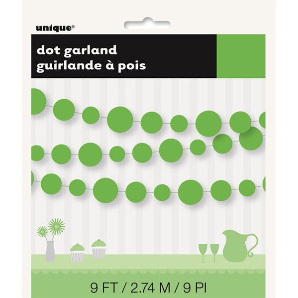 Dots Paper Garland - Lime Green (2.74m) - The Party Marketplace