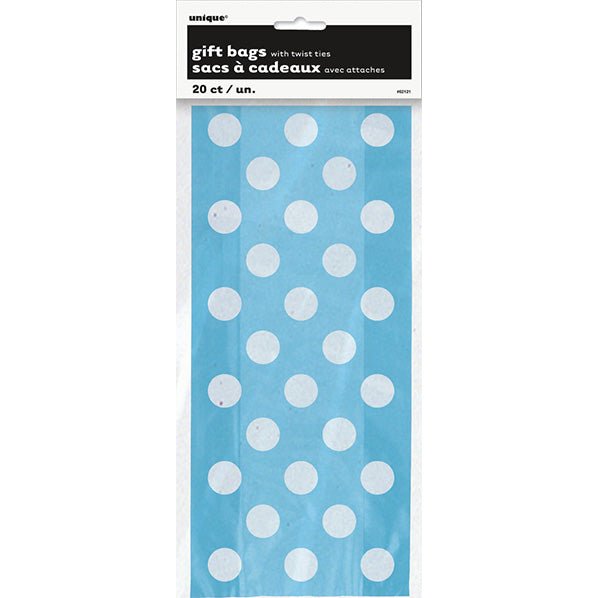 Dots Powder Blue Cello Bags (Pack of 20) - The Party Marketplace