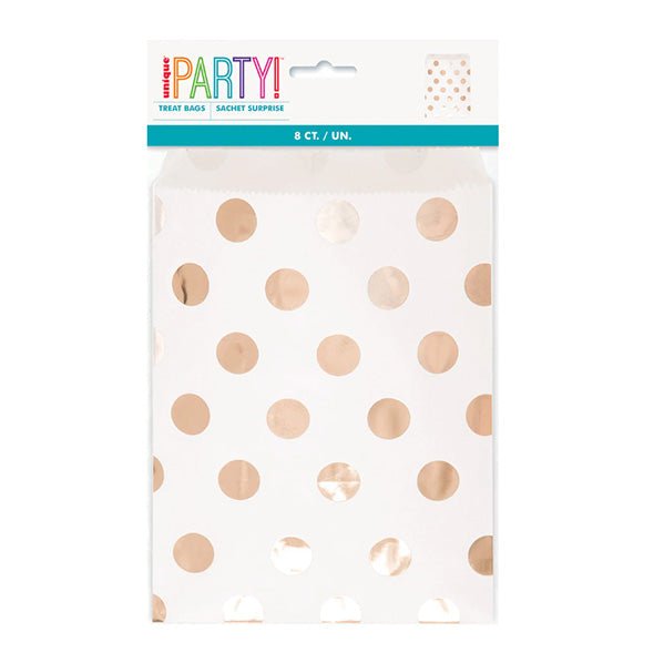 Dots Rose Gold Treat Bags (Pack of 8) - The Party Marketplace