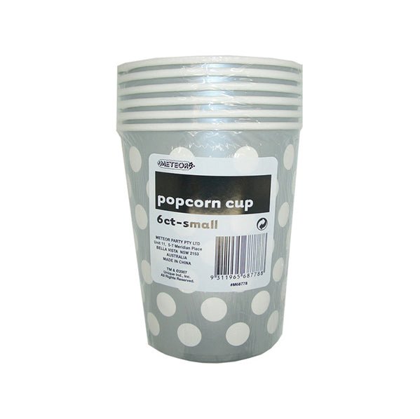 Dots Silver Paper Popcorn Cups - Small (Pack of 6) - The Party Marketplace