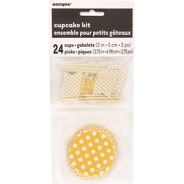 Dots Sunflower Yellow Cupcake Kit (For 24) - The Party Marketplace