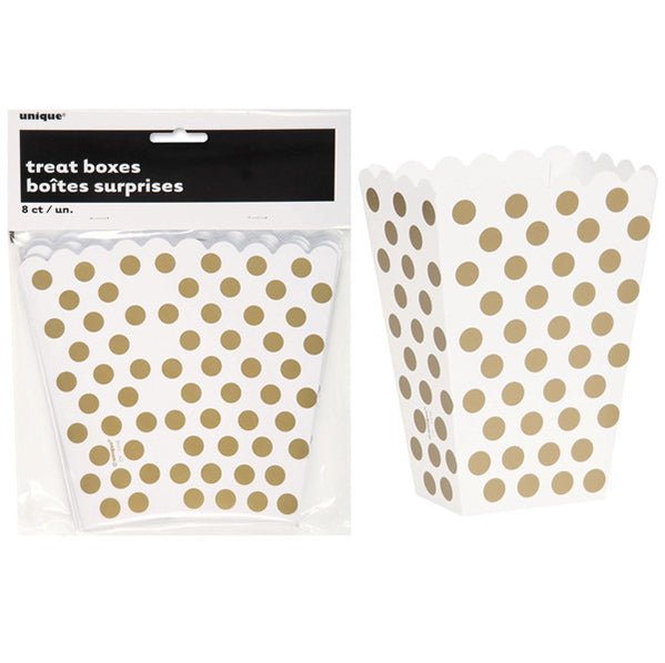 Dots Treat Boxes - Gold (Pack of 8) - The Party Marketplace