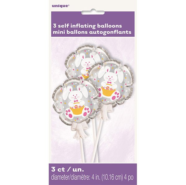 Easter Bunny Self Inflating Mini Foil Balloons (Pack of 3) - The Party Marketplace