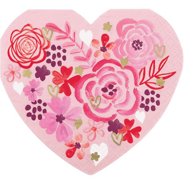 Elegant Galentine Foil Stamped Heart Shaped Luncheon Napkins (Pack of 16) - The Party Marketplace