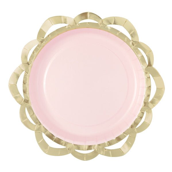 Elegant Valentine Gold Foil Stamped Paper Plates 20cm (Pack of 8) - The Party Marketplace
