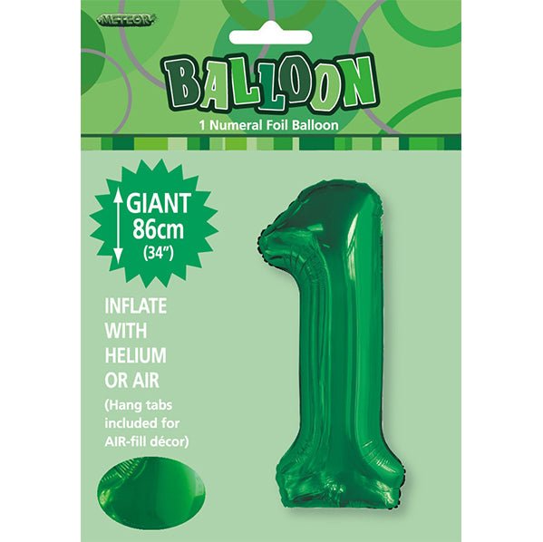 Emerald Green "1" Numeral Foil Balloon (86cm) - The Party Marketplace