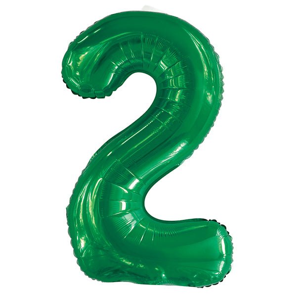 Emerald Green "2" Numeral Foil Balloon (86cm) - The Party Marketplace