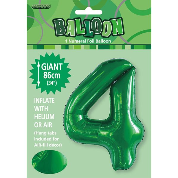 Emerald Green "4" Numeral Foil Balloon (86cm) - The Party Marketplace