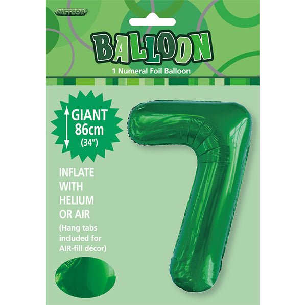 Emerald Green "7" Numeral Foil Balloon (86cm) - The Party Marketplace