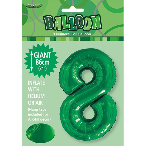 Emerald Green "8" Numeral Foil Balloon (86cm) - The Party Marketplace