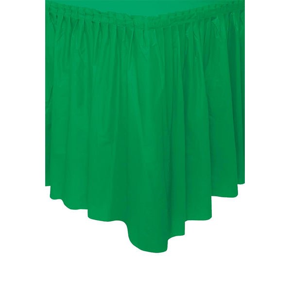 Emerald Green Plastic Tableskirt 73cm x 4.3m - The Party Marketplace