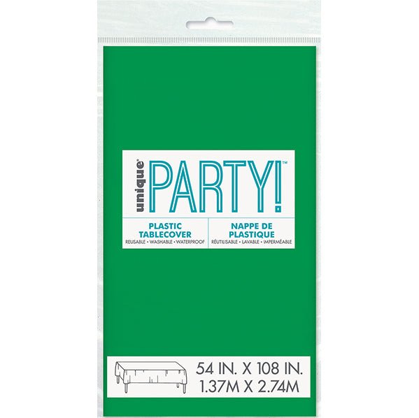 Emerald Green Rectangular Plastic Tablecover 137cm x 274cm - The Party Marketplace