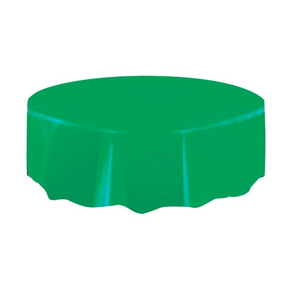 Emerald Green Round Plastic Tablecover 213cm - The Party Marketplace