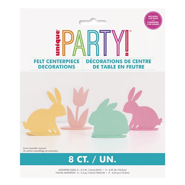 Felt Bunny Centrepiece Decorations - Assorted Sizes (Pack of 8) - The Party Marketplace