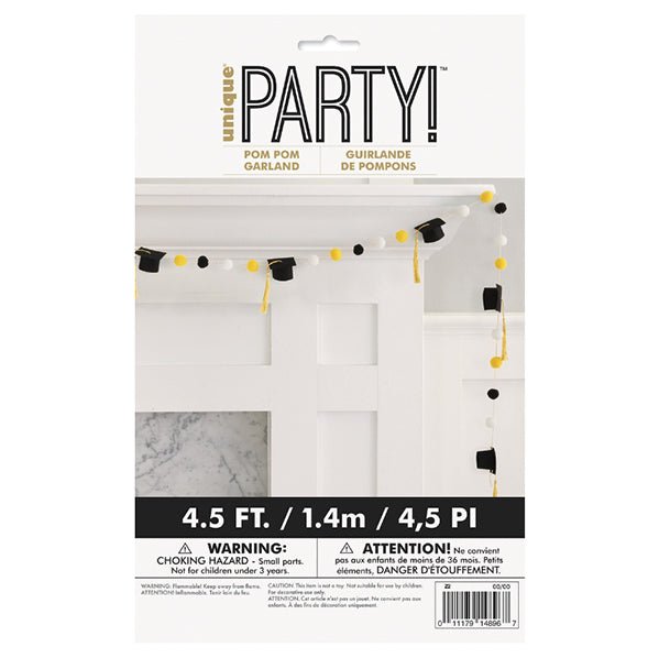 Felt Pom Pom & Grad Cap Garland (1.4m) - The Party Marketplace