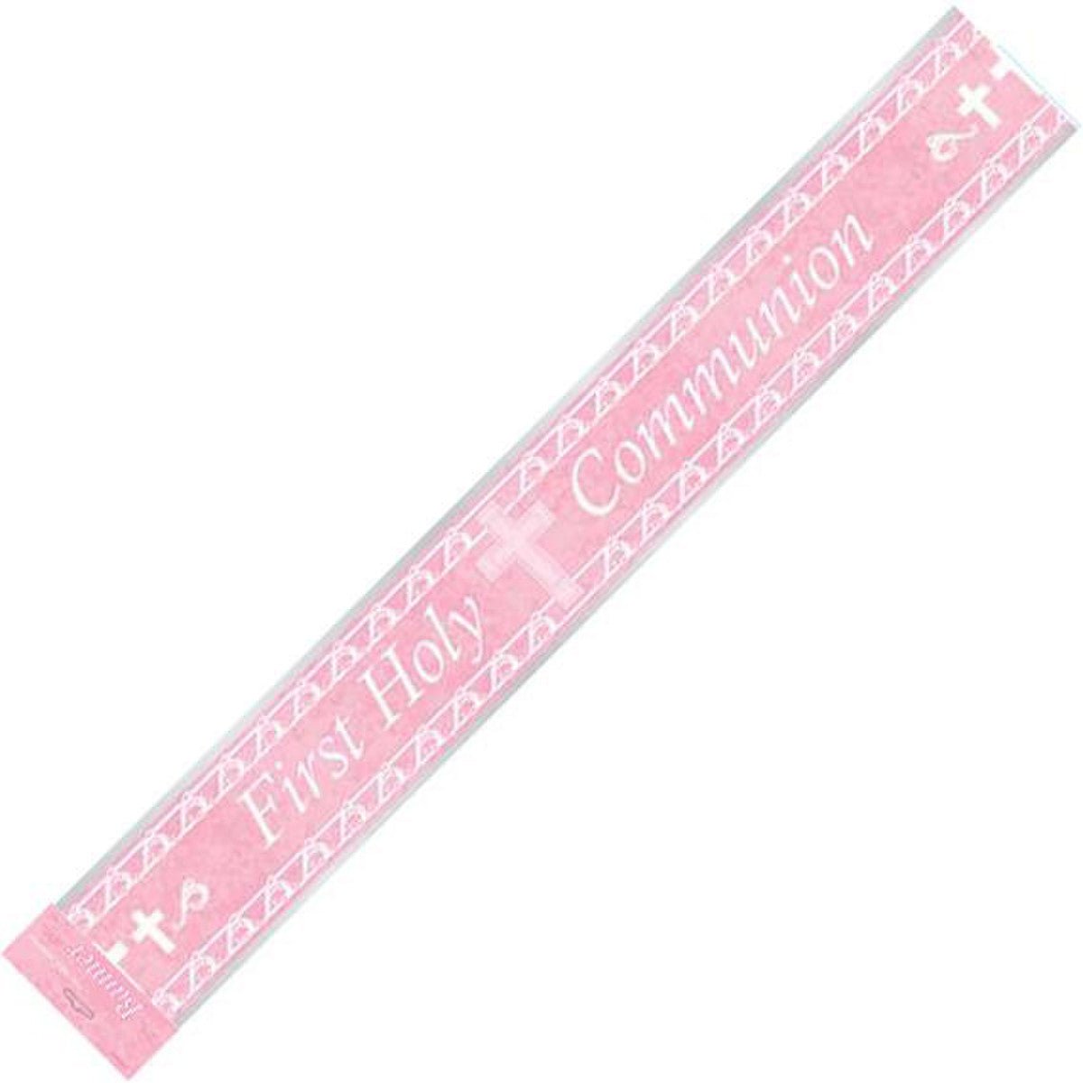 First Holy Communion Pink Foil Banner (12ft) - The Party Marketplace