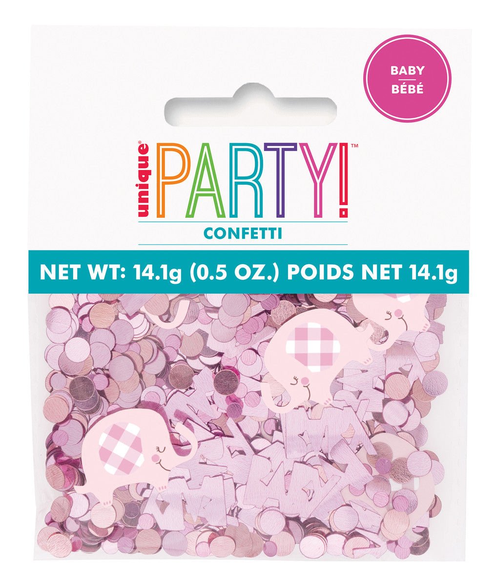 Floral Elephant Baby Shower Pink Confetti (14g) - The Party Marketplace