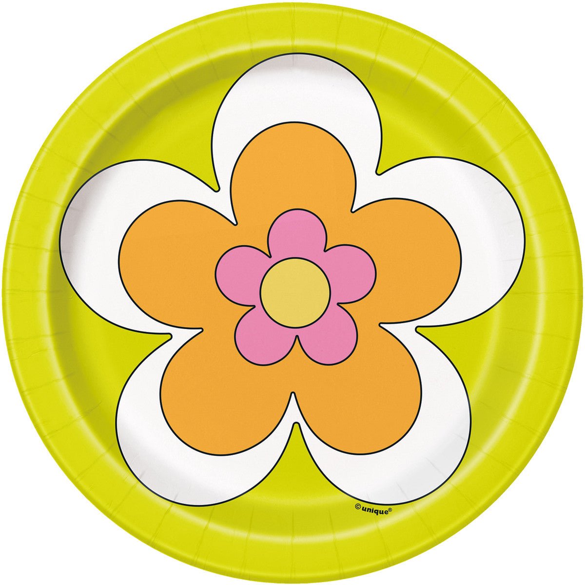 Flower Power Birthday Paper Plates 18cm (Pack of 8) - The Party Marketplace