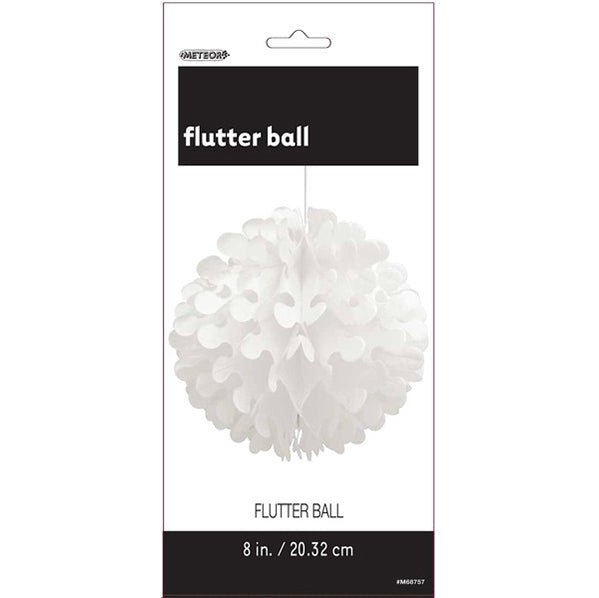 Flutter Ball - Bright White 20cm - The Party Marketplace