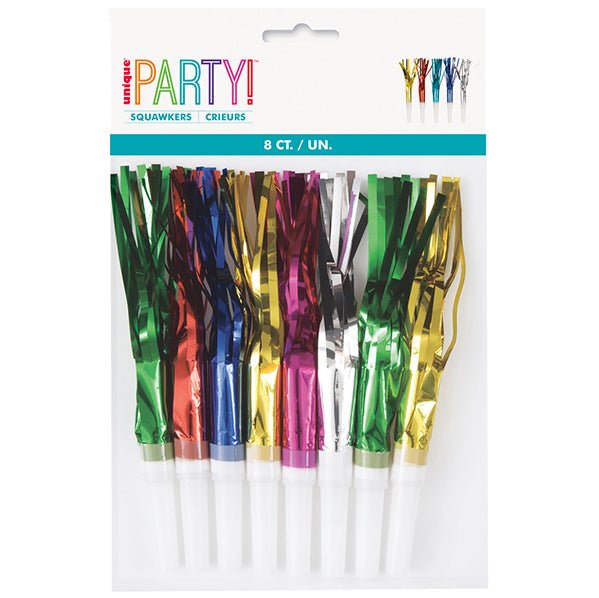 Foil Fringed Squawkers (Pack of 8) - The Party Marketplace