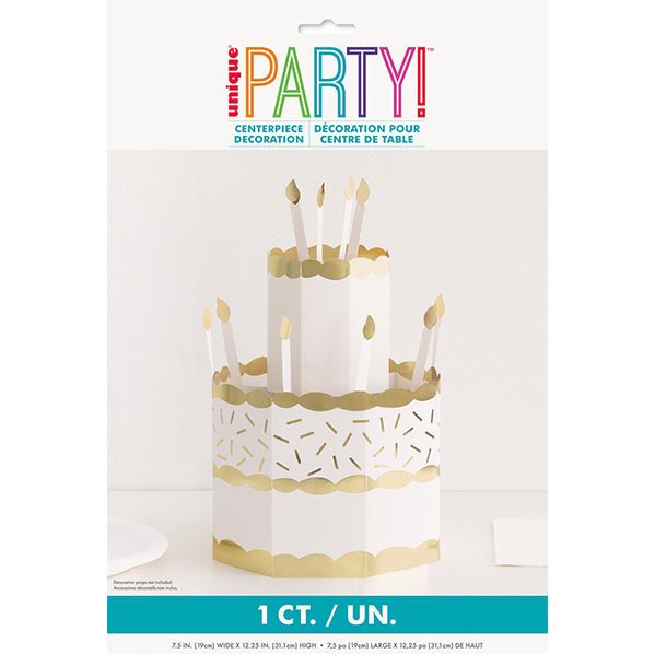Foil Stamped Popup Cake Shaped Centrepiece Decoration 31cm - The Party Marketplace