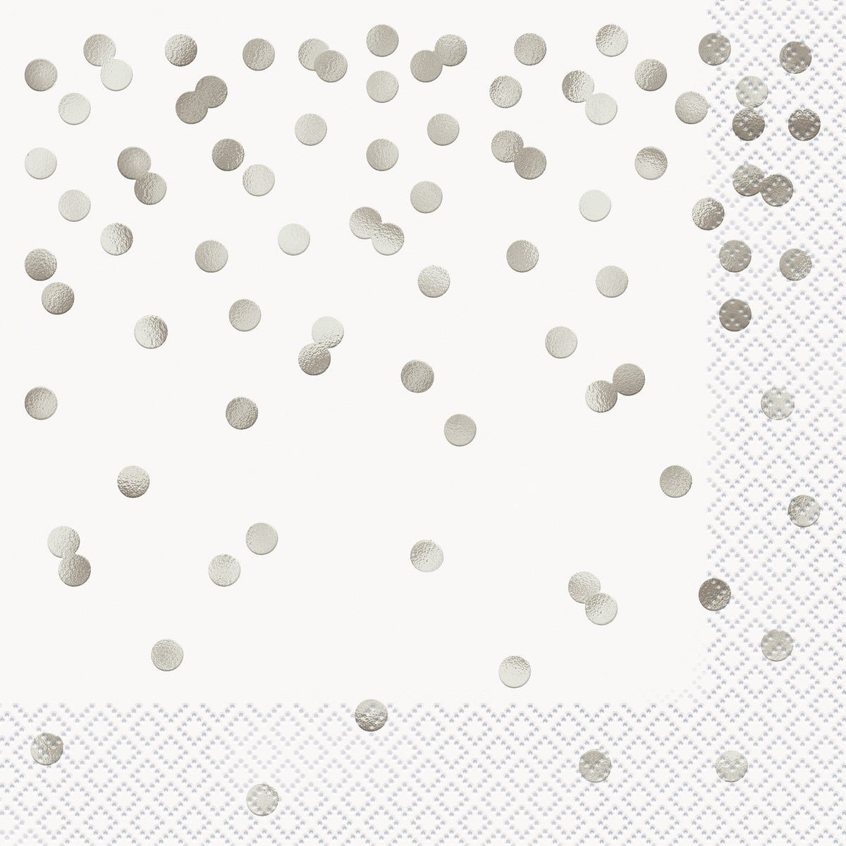 Foil Stamped Silver Confetti Luncheon Napkins (Pack of 16) - The Party Marketplace