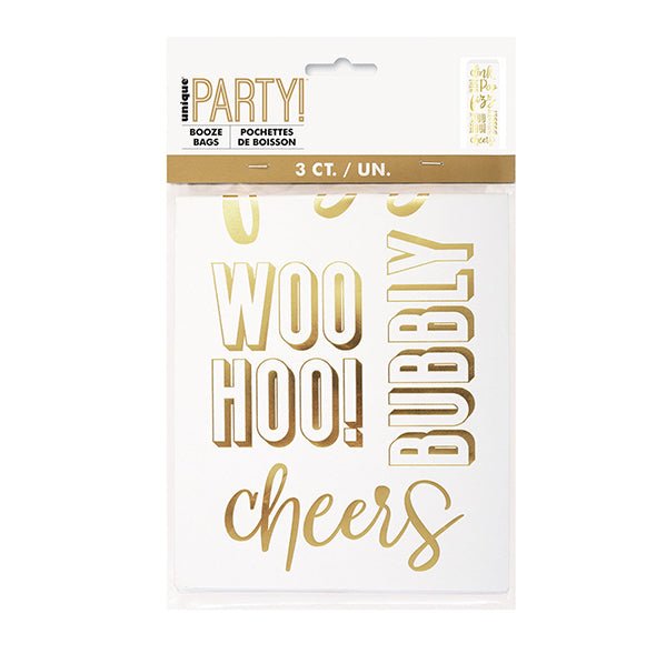 Foil Stamped Wine Bag - "Pop, Fizz, Clink!" (Pack of 3) - The Party Marketplace
